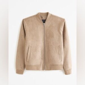 Abercrombie Vegan Suede Bomber Jacket in Light Brown (Size Large)